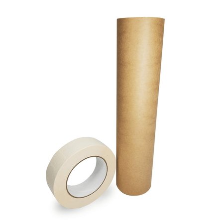 IDL PACKAGING 12 x 60 yd Masking Paper and 1 1/2 x 60 yd GP Masking Tape Set of 1 Each for Covering GPH-12, 4457-112
